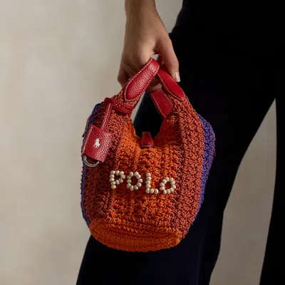 Polo Ralph Lauren Polo Play Crochet Small Tote & Crossbody In Cherry Multi Polo