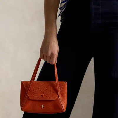 Ralph Lauren Polo Play Leather Mini Envelope Bag In Orange