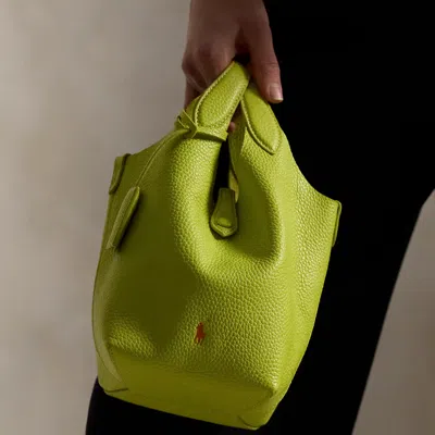 Polo Ralph Lauren Polo Play Leather Small Tote & Crossbody In Limeade In Green