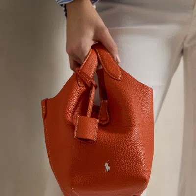 Polo Ralph Lauren Polo Play Leather Small Tote & Crossbody In Sunset Orange