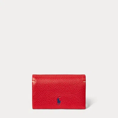 Polo Ralph Lauren Polo Play Leather Snap Card Case In Cherry In Red