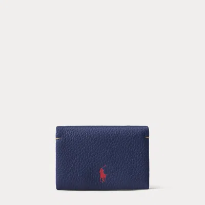 Polo Ralph Lauren Polo Play Leather Snap Card Case In Ink In Black
