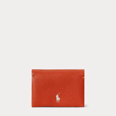 Ralph Lauren Polo Play Leather Snap Card Case In Orange