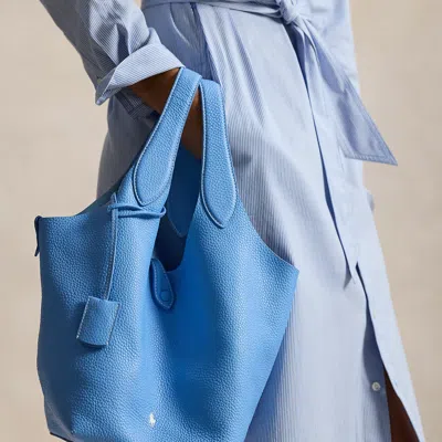 Polo Ralph Lauren Polo Play Leather Tote In Baby Blue