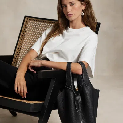 Polo Ralph Lauren Polo Play Leather Tote In Black