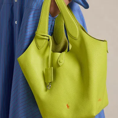Polo Ralph Lauren Polo Play Leather Tote In Limeade In Green