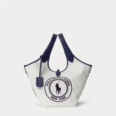 Polo Ralph Lauren Polo Play Logo Canvas Tote In Paper In White