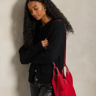 Ralph Lauren Polo Play Shearling Tote & Crossbody In Red