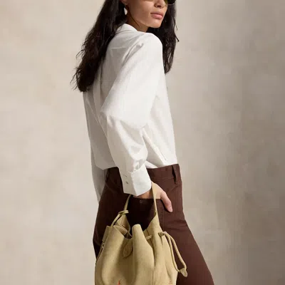 Polo Ralph Lauren Polo Play Suede Drawstring Bag In Cashew In Brown