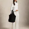 Ralph Lauren Polo Play Suede Large Tote In Black