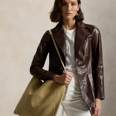Polo Ralph Lauren Polo Play Suede Messenger Bag In Cashew In Brown