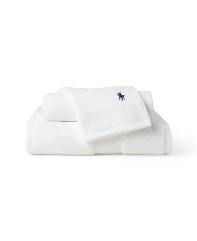 Ralph Lauren Polo Player Cotton Bath Towel, 58" X 30" In White
