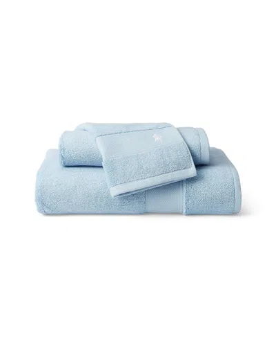 Ralph Lauren Polo Player Cotton Hand Towel, 32" X 16" In Blue