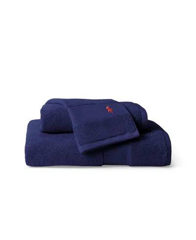 Ralph Lauren Polo Player Cotton Hand Towel, 32" X 16" In Blue