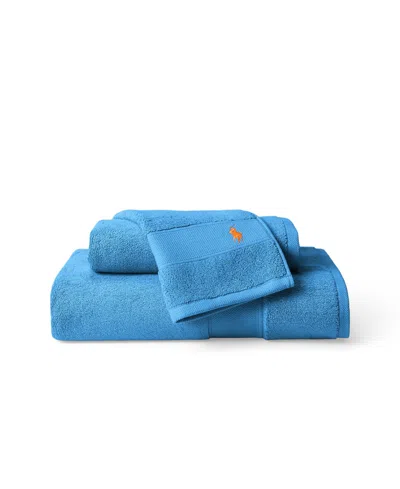 Ralph Lauren Polo Player Cotton Hand Towel, 32" X 16" In Blue