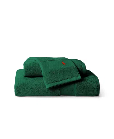 Ralph Lauren Polo Player Cotton Hand Towel, 32" X 16" In Green