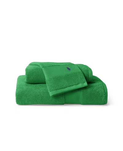 Ralph Lauren Polo Player Cotton Hand Towel, 32" X 16" In Green