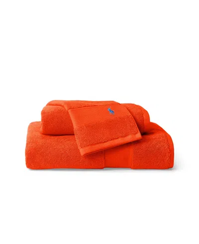 Ralph Lauren Polo Player Cotton Hand Towel, 32" X 16" In Orange