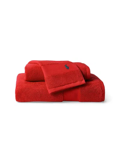 Ralph Lauren Polo Player Cotton Hand Towel, 32" X 16" In Red