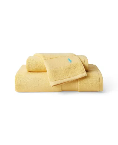 Ralph Lauren Polo Player Cotton Hand Towel, 32" X 16" In Yellow