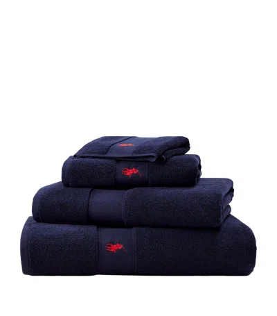 Ralph Lauren Polo Player Guest Towel (40cm X 75cm) In Navy