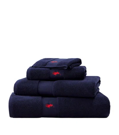 Ralph Lauren Polo Player Hand Towel (50cm X 100cm) In Navy