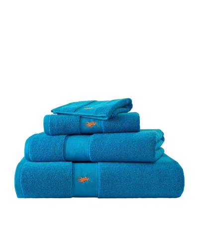 Ralph Lauren Polo Player Hand Towel (50cm X 100cm) In Turquoise