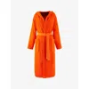 Ralph Lauren Sailing Polo Player Logo-embroidered Hooded Cotton Bathrobe In Orange