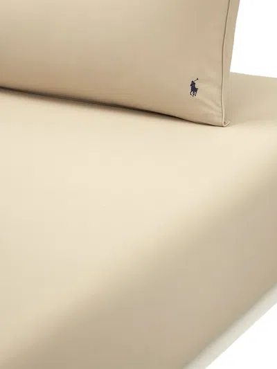 Ralph Lauren Polo Player Pale Oak Fitted Sheet In Cream - Paleoak