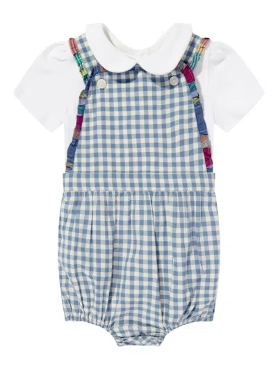 Polo Ralph Lauren Kids' Ralph Lauren Baby Girls Bubble Dungarees Set In White
