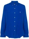 Polo Ralph Lauren Linen Shirt With Pony Logo In Clear Blue