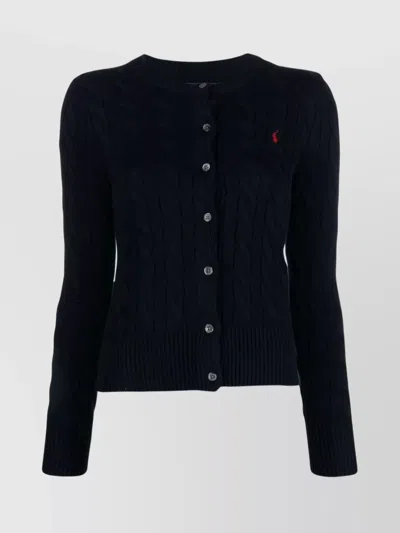 Ralph Lauren Polo Pony Cable-knit Cardigan In Blue