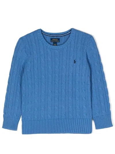 Ralph Lauren Kids' Polo Pony Cable-knit Jumper In Blue