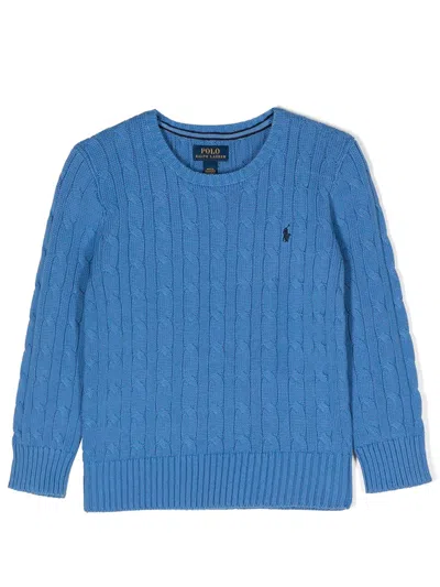 Ralph Lauren Kids' Polo Pony Cable-knit Jumper In Blue