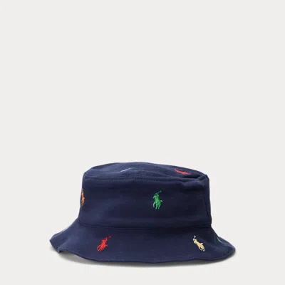 Ralph Lauren Babies' Polo Pony Cotton Interlock Hat In Blue