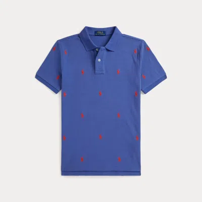 Ralph Lauren Kids' Polo Pony Cotton Mesh Polo Shirt In Liberty In Blue