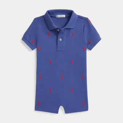 Ralph Lauren Babies'  Polo Pony Cotton Mesh Polo Shortall In Multi