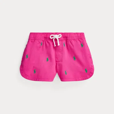 Ralph Lauren Kids' Polo Pony Cotton Twill Short In Pink