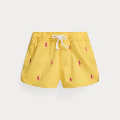 Ralph Lauren Kids' Polo Pony Cotton Twill Short In Yellow