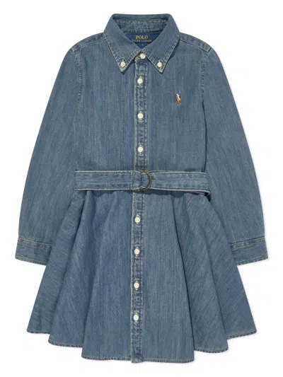 Polo Ralph Lauren Kids' Toddler Girls Denim Cotton Shirtdress In Blue