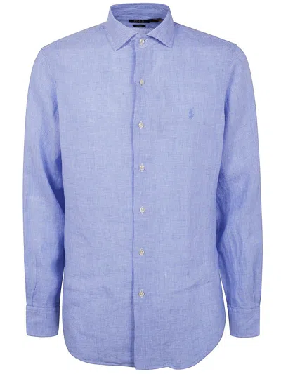Ralph Lauren Polo Pony Embroidered Buttoned Shirt In Blue