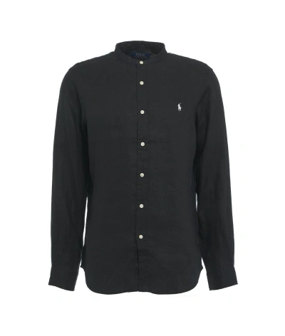 Ralph Lauren Polo Pony Embroidered Buttoned Shirt In Black