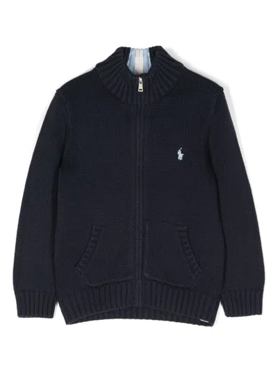 Polo Ralph Lauren Kids' Polo Pony-embroidered Cardigan In Blue