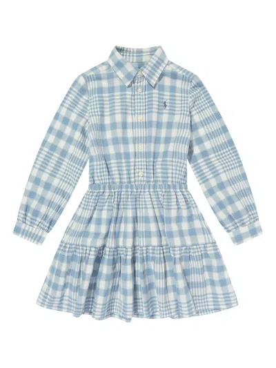 Ralph Lauren Kids' Polo Pony-embroidered Checked Dress In Blue