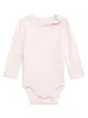 Polo Ralph Lauren Babies' Polo Pony-embroidered Cotton Bodysuit In Pink