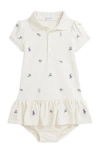 RALPH LAUREN RALPH LAUREN POLO PONY EMBROIDERED COTTON POLO DRESS & BLOOMERS