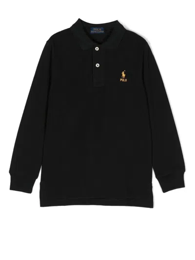 Polo Ralph Lauren Kids' Polo Pony-embroidered Polo Shirt In Black