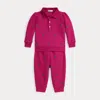 Ralph Lauren Polo Pony Fleece Sweatshirt & Pant Set In Pink