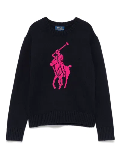 Polo Ralph Lauren Kids' Polo Pony-intarsia Sweater In Blue