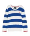 Polo Ralph Lauren Big Boys Striped Cable-knit Cotton Sweater In White